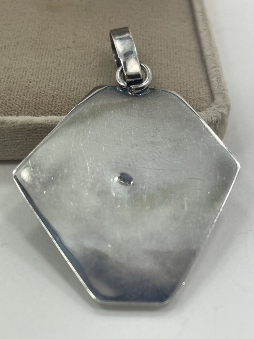 Sterling Silver 925 Dichroic Glass Pendant Y2K Statement Necklace - Picture 4 of 6